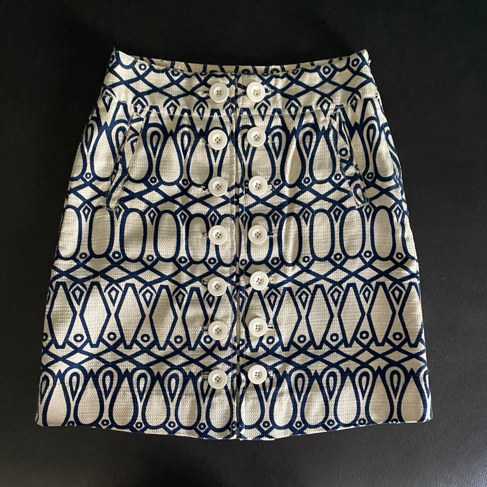 Navy and White Patterned Skirt